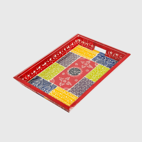 Red Wooden Serving Tray